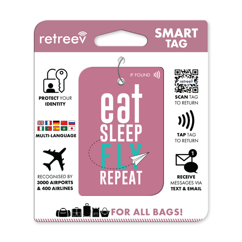 Retreev SMART Luggage Tag (Eat Sleep Fly Repeat)