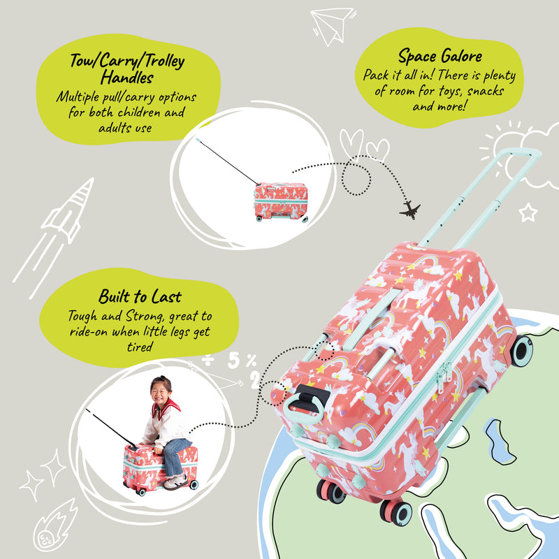 Trunkryder - Kids Ride-On Suitcase (Unicorns)