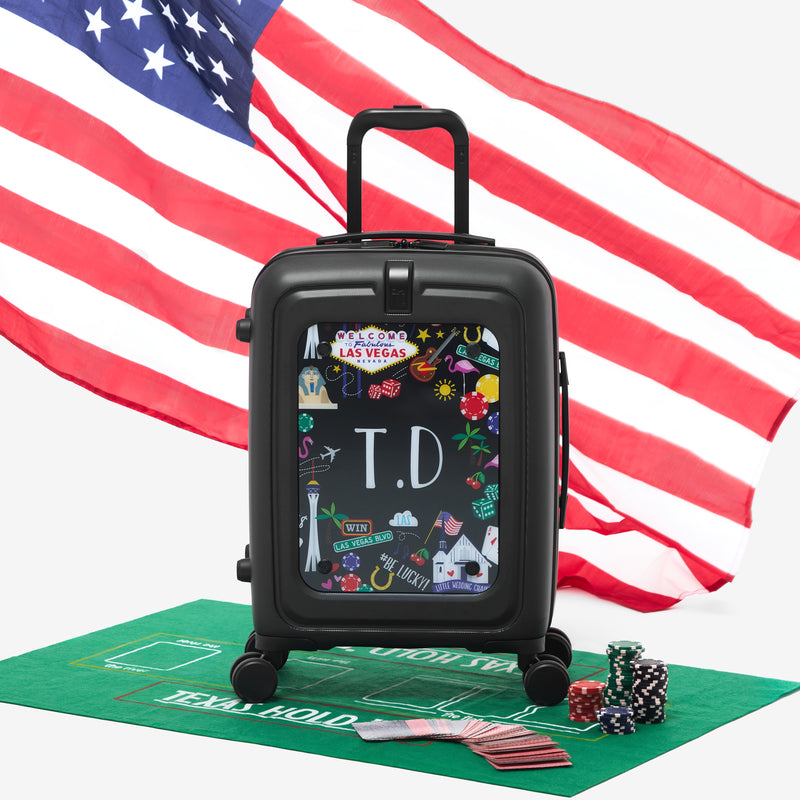 Modify - Suitcase with Personalised Panel (Mono Marble - Letter & Name)