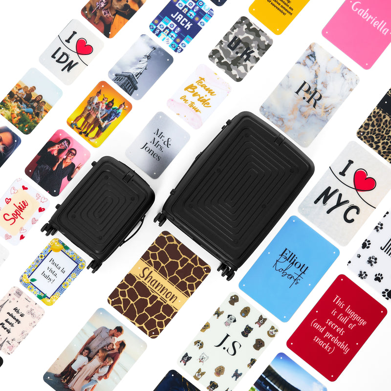 Modify - Suitcase with Personalised Panel (Mono Marble - Letter & Name)