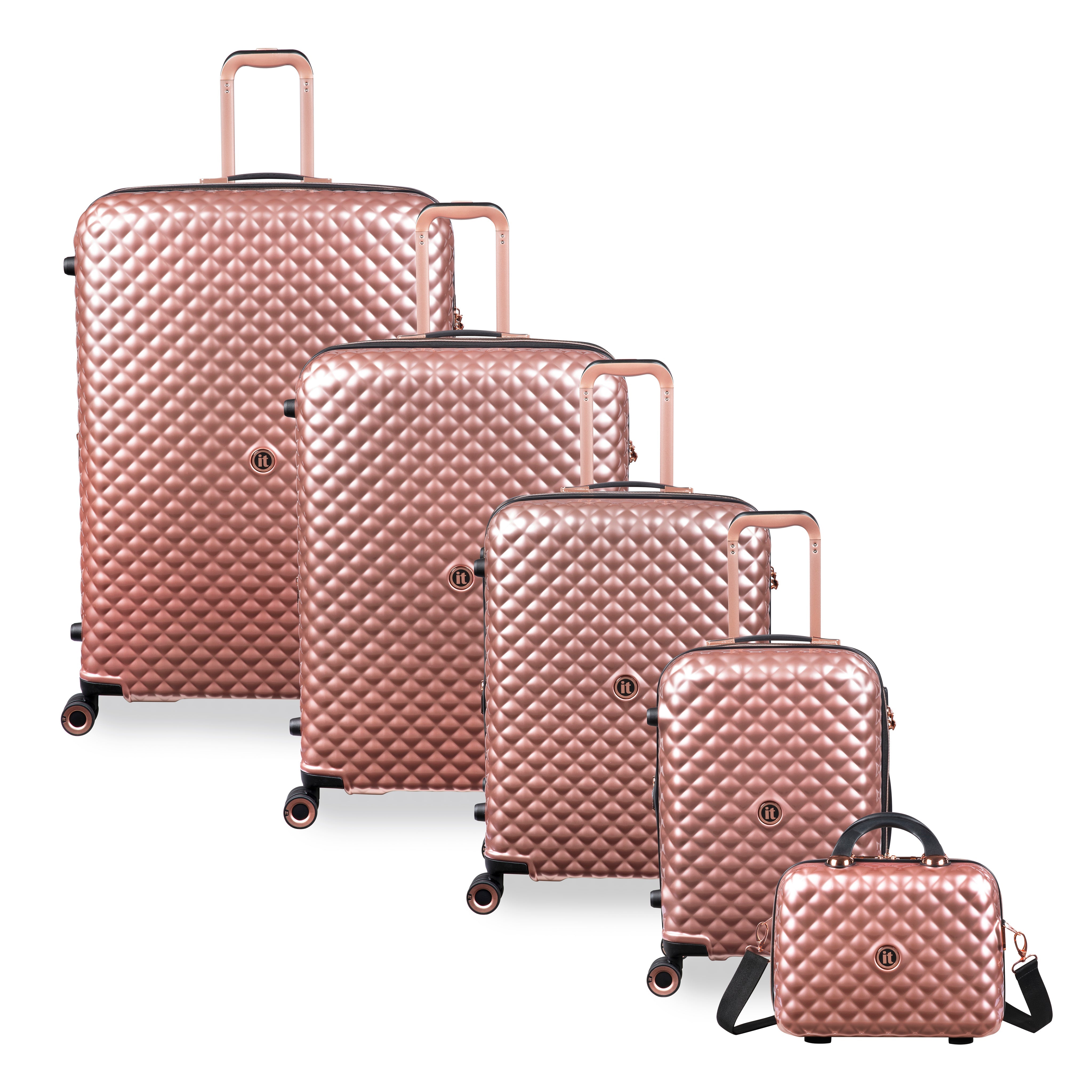 it Luggage Glitzy Cabin in Metallic Rose Gold