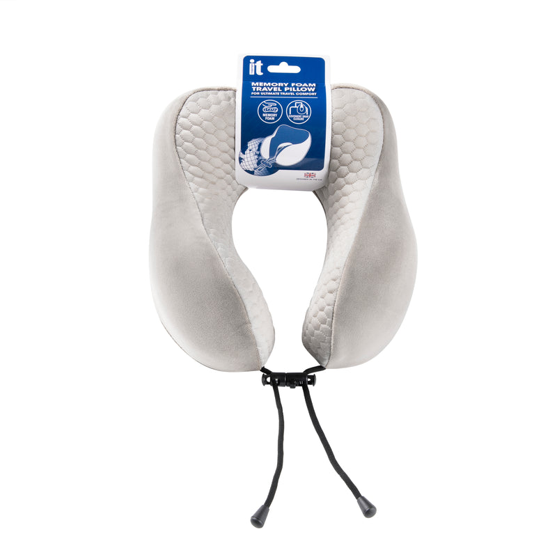 Memory Foam Travel Neck Pillow (Grey)