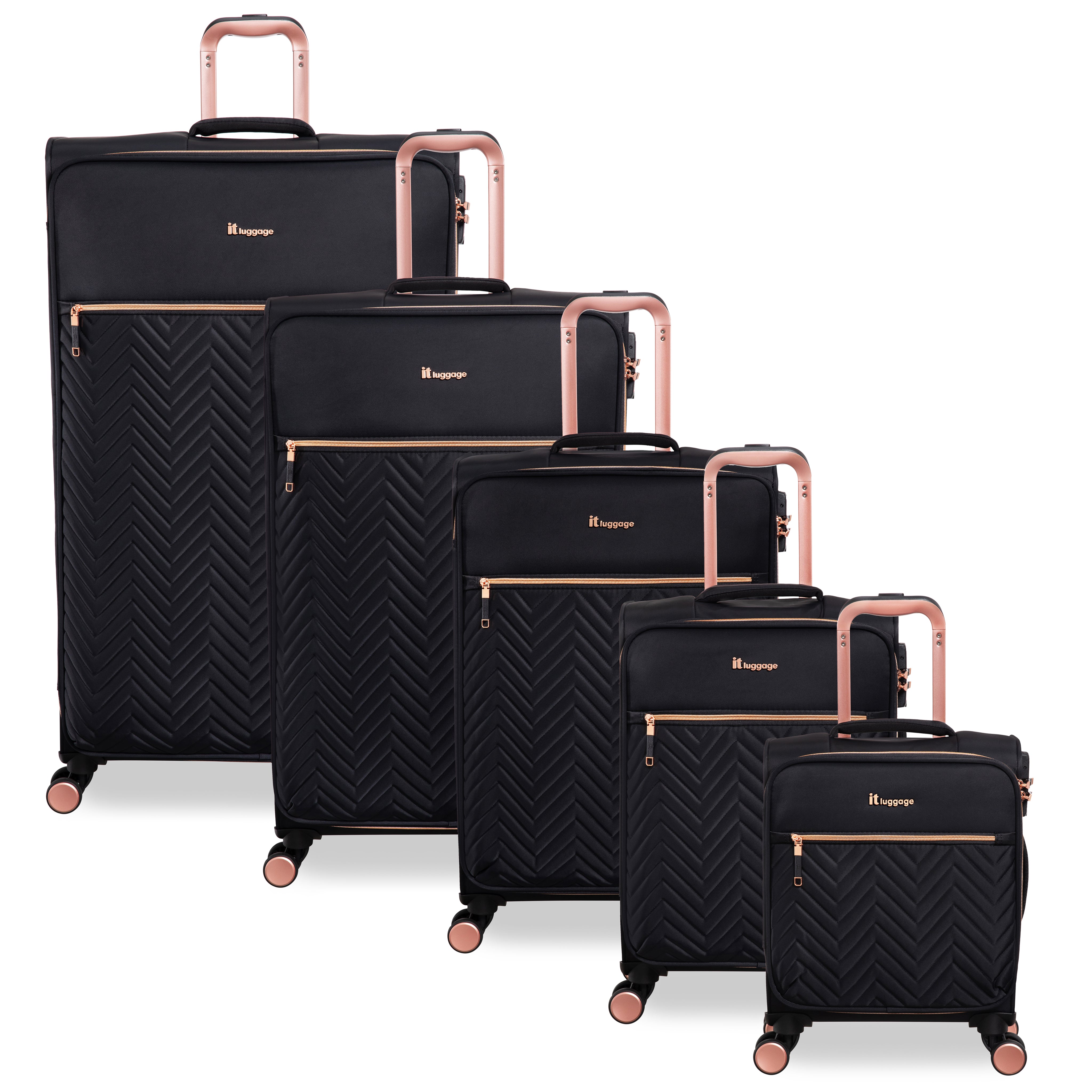 Expandable Suitcase Black Rose Gold It Suitcase Shop Kensie