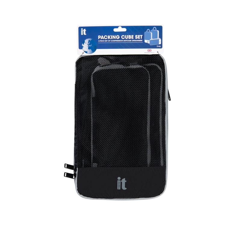 3pc Compression Travel Packing Cube Set (Black)