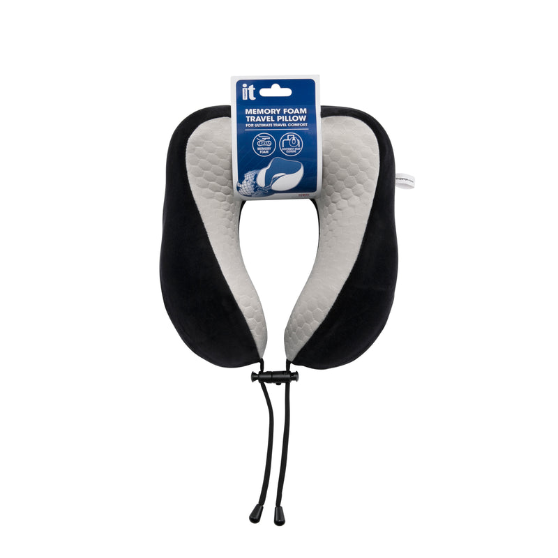 Memory Foam Travel Neck Pillow (Black)