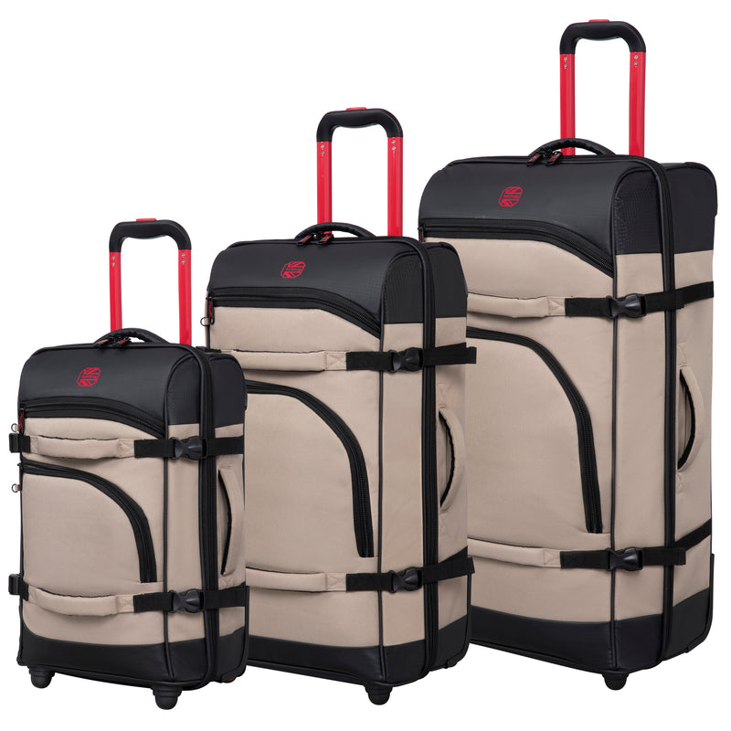 BRITBAG Persevering - 2-Wheel Duffle Bag 3pc Set (Cobblestone / Black)