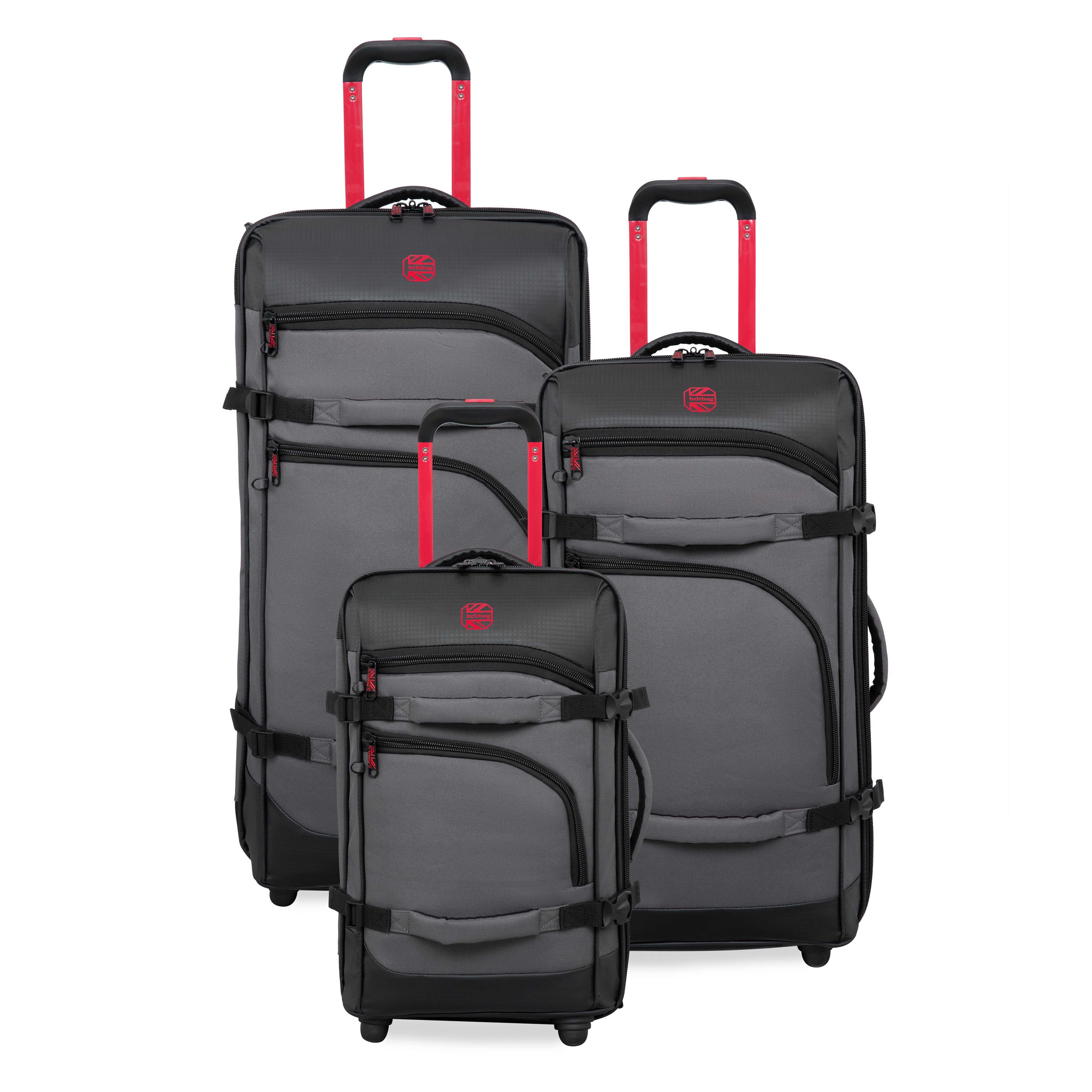 it Luggage BRITBAG Persevering 2 Wheel Duffle Bag 3pc Set Charcoal