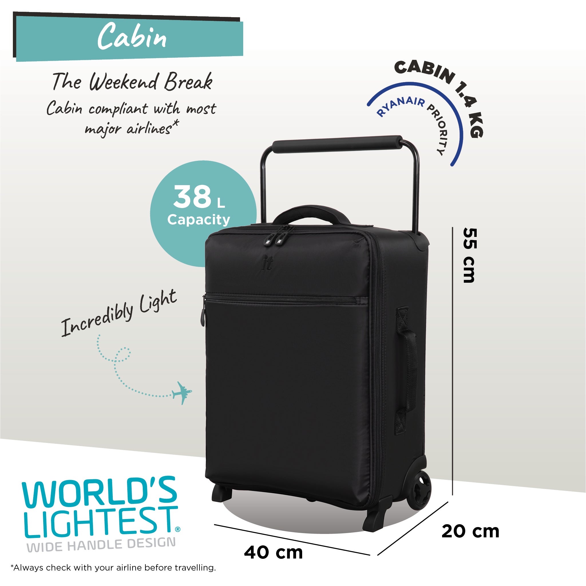 it Luggage | Atmospheric World's Lightest - Cabin (Black)