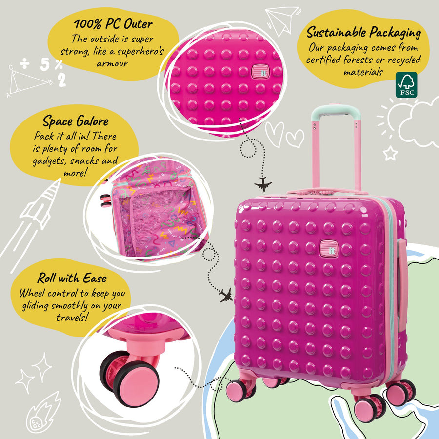 it Luggage | Bobble Bloc - Kids 2pc Set in Raspberry Rose