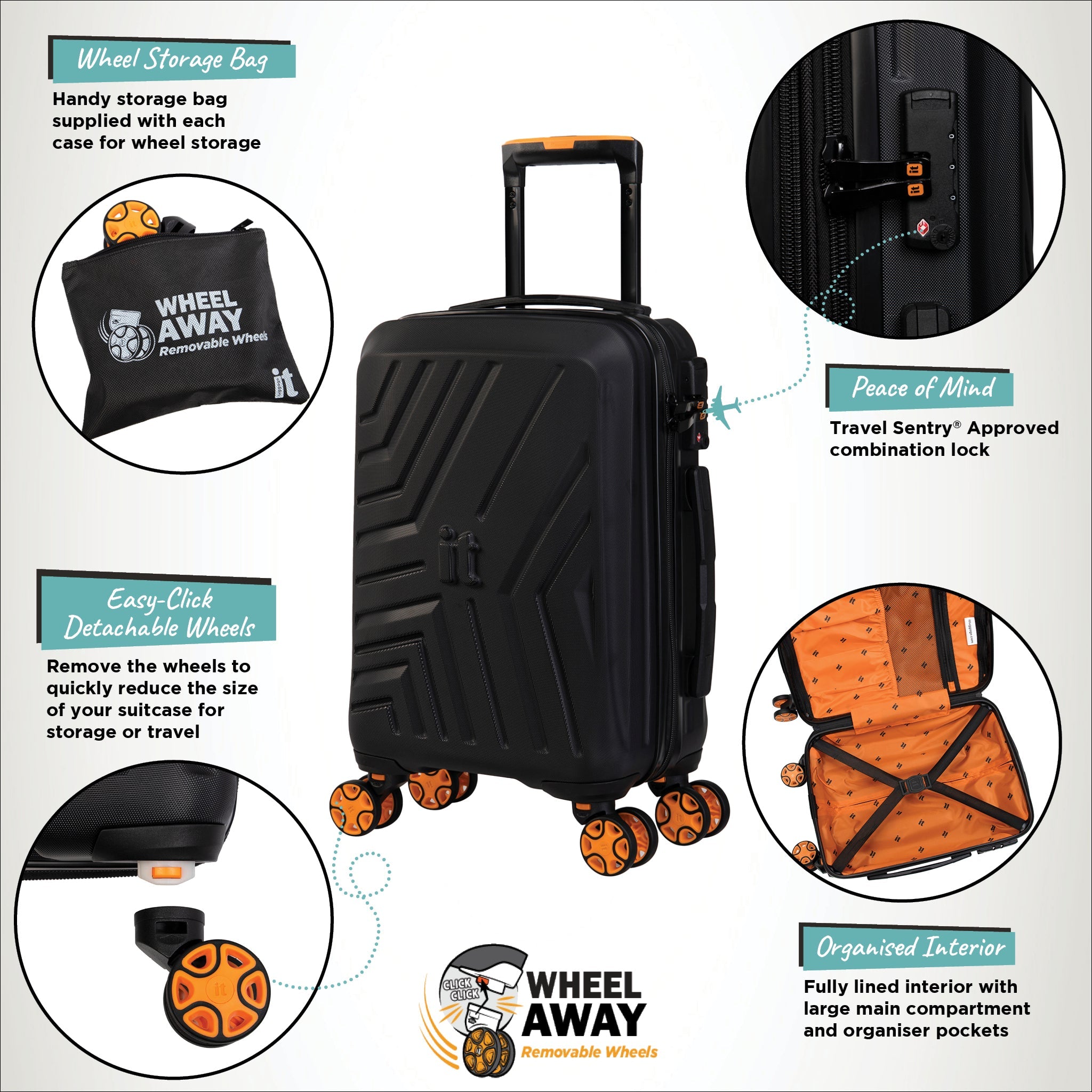 it Luggage Convertible (Wheel Away) Cabin (Black)