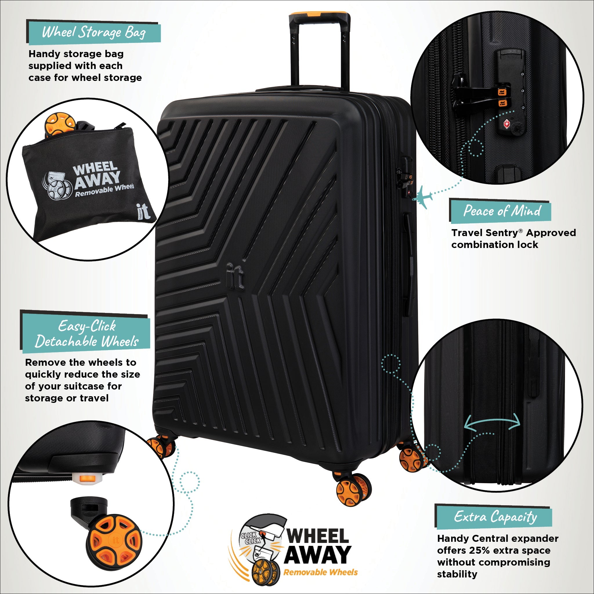 it Luggage Convertible (Wheel Away) Extra Large (Black)