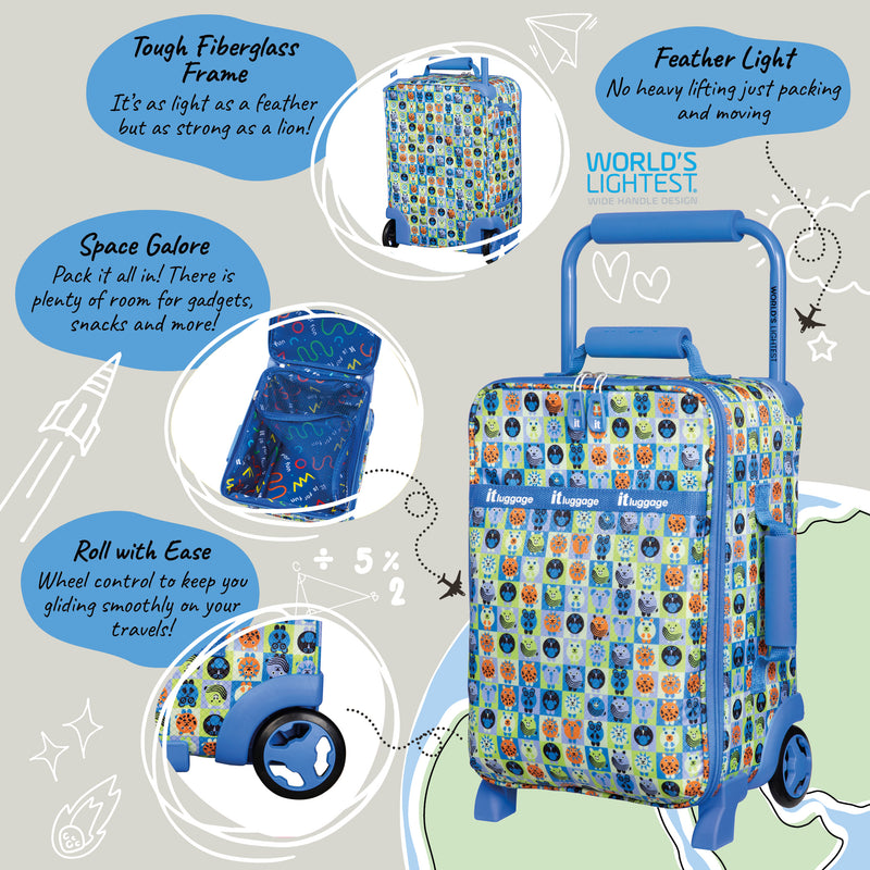 it Luggage | Curiosity - Kids Underseat in Blue Minimals Print