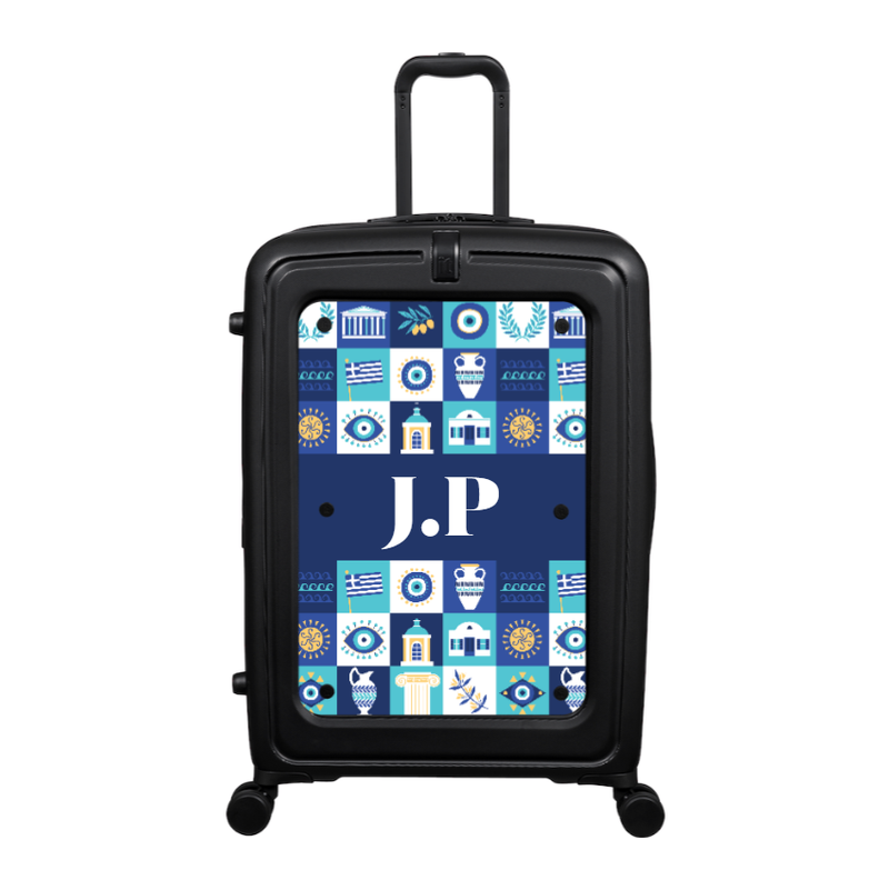 Modify - Suitcase with Personalised Panel (Greek Tiles - Initials)