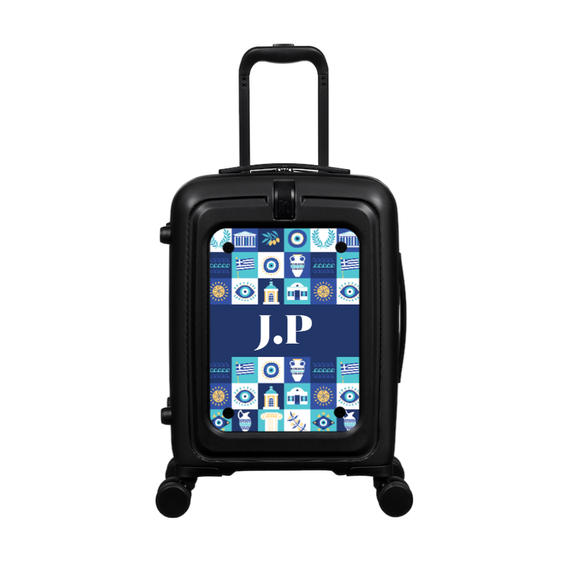 Modify - Suitcase with Personalised Panel (Greek Tiles - Initials)