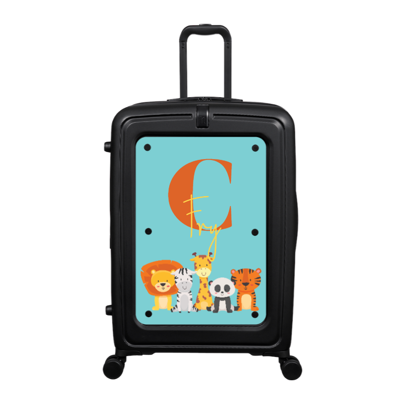 Modify - Suitcase with Personalised Panel (Kids Zoo Animals - Letter & Name)