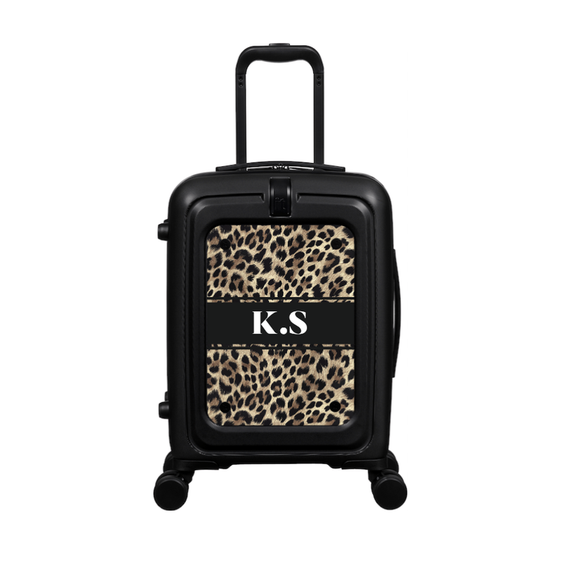Modify - Suitcase with Personalised Panel (Leopard Strip - Initials)