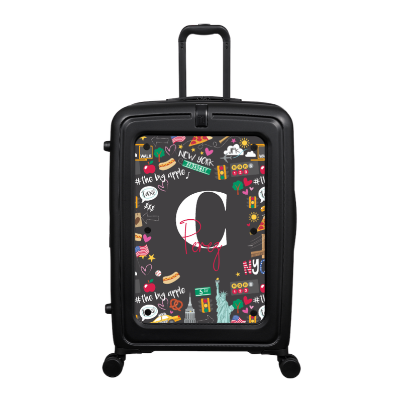 Modify - Suitcase with Personalised Panel (New York Border - Letter & Name)