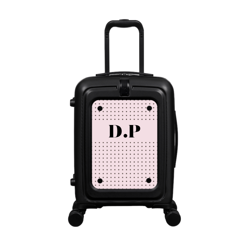 Modify - Suitcase with Personalised Panel (Pink Polka Dot - Initials)