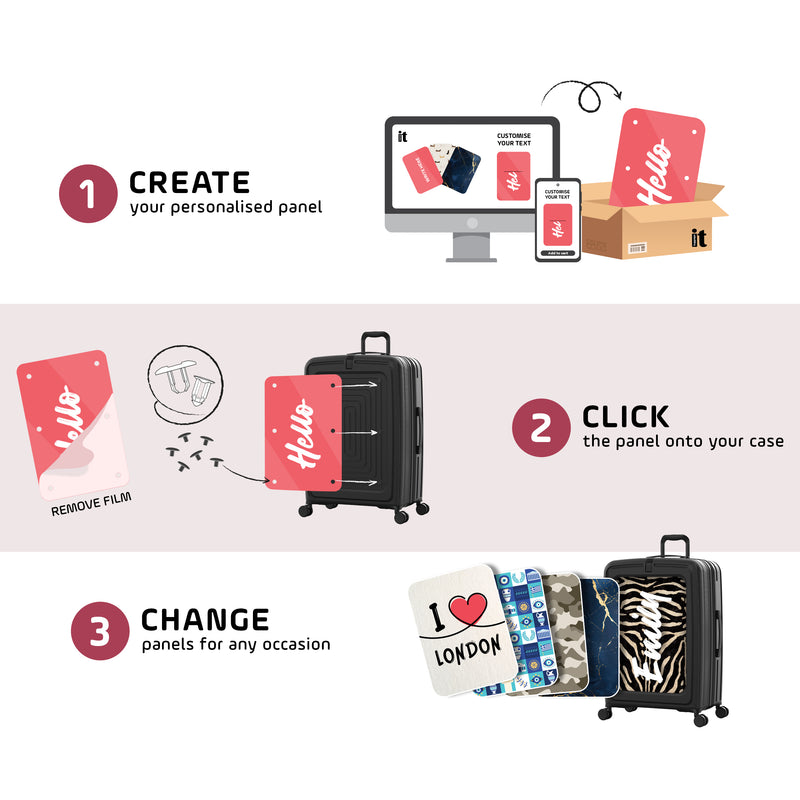 Modify - Suitcase with Personalised Panel (Mono Marble - Letter & Name)