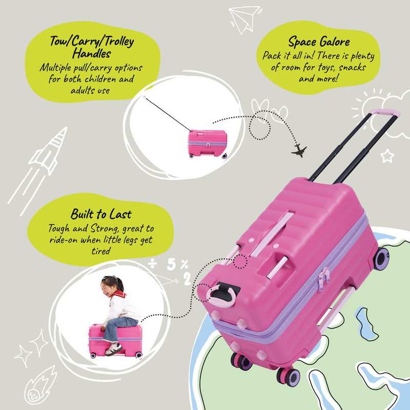 Trunkryder - Kids Ride-On Suitcase (Azalea Pink)