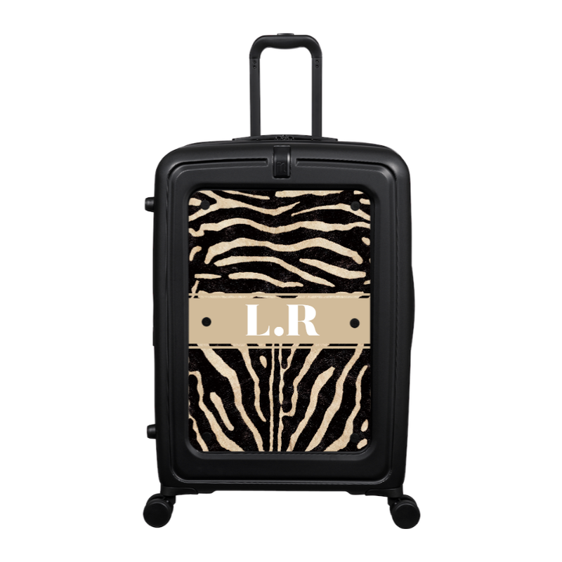 Modify - Suitcase with Personalised Panel (Zebra Strip - Initials)