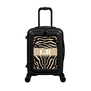 Modify - Suitcase with Personalised Panel (Zebra Strip - Initials)