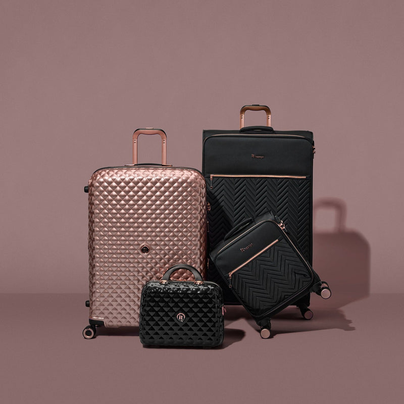 Black and rose gold luggage on sale