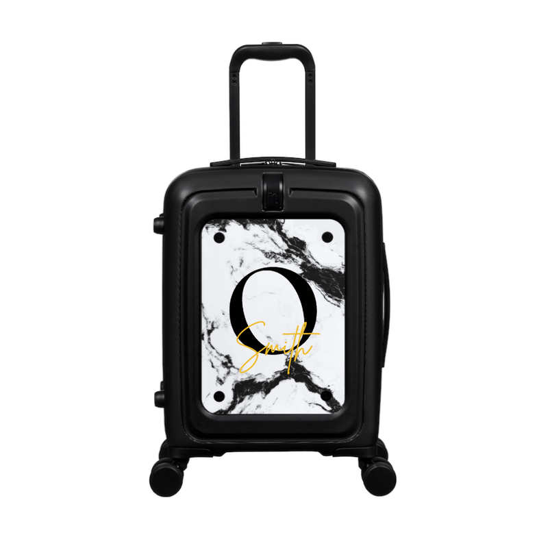 Modify - Suitcase with Personalised Panel (Mono Marble - Letter & Name)