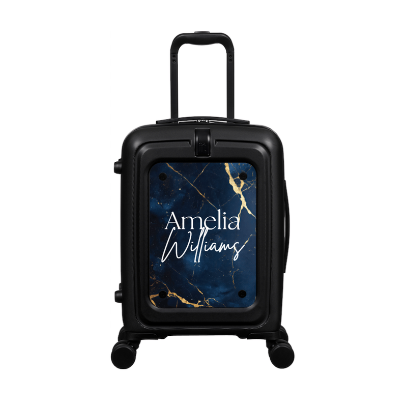 Modify - Suitcase with Personalised Panel (Navy Gold Marble - Double Name)