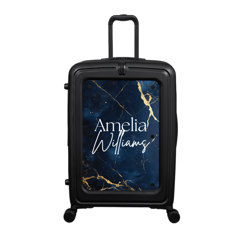 Modify - Suitcase with Personalised Panel (Navy Gold Marble - Double Name)