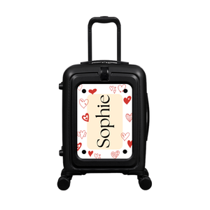Modify - Suitcase with Personalised Panel (Hearts Border - Side Name)