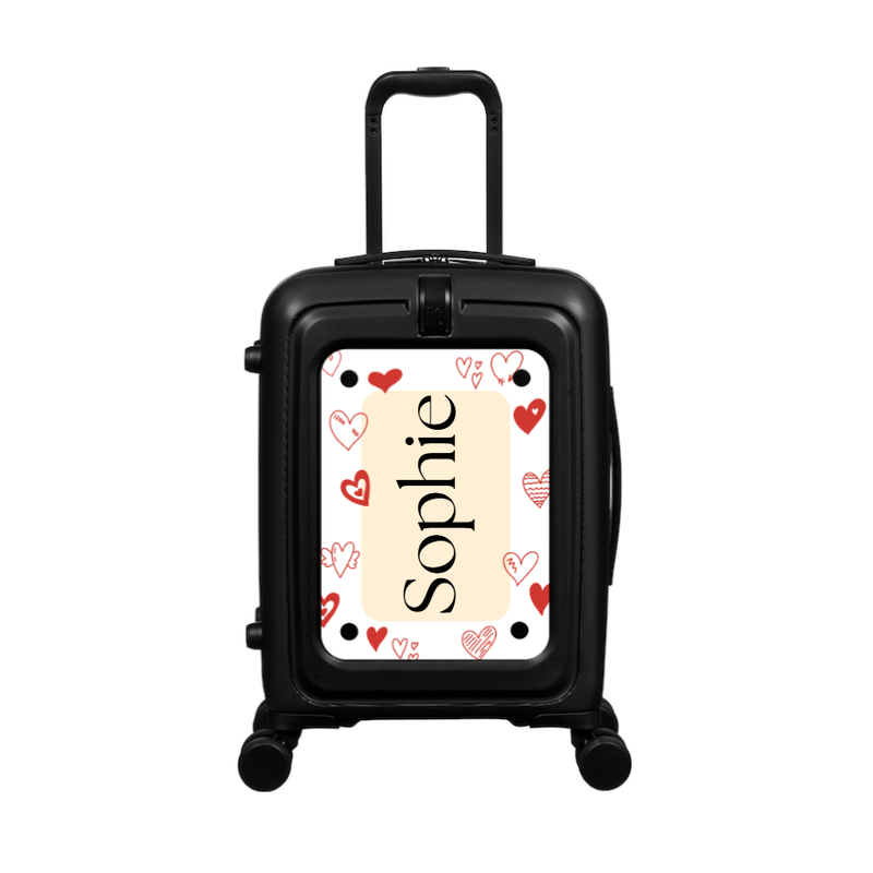 Modify - Suitcase with Personalised Panel (Hearts Border - Side Name)