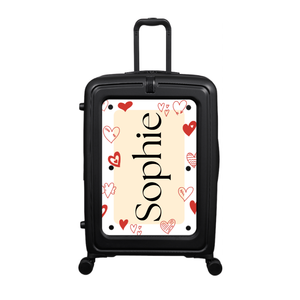 Modify - Suitcase with Personalised Panel (Hearts Border - Side Name)