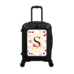 Modify - Suitcase with Personalised Panel (Hearts Border - Letter & Name)