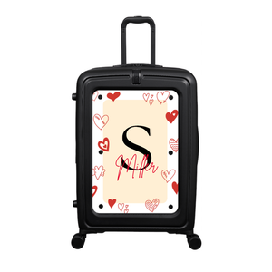 Modify - Suitcase with Personalised Panel (Hearts Border - Letter & Name)