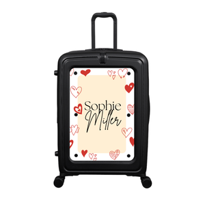 Modify - Suitcase with Personalised Panel (Hearts Border - Double Name)