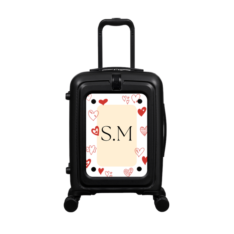 Modify - Suitcase with Personalised Panel (Hearts Border - Initials)