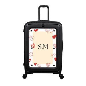 Modify - Suitcase with Personalised Panel (Hearts Border - Initials)