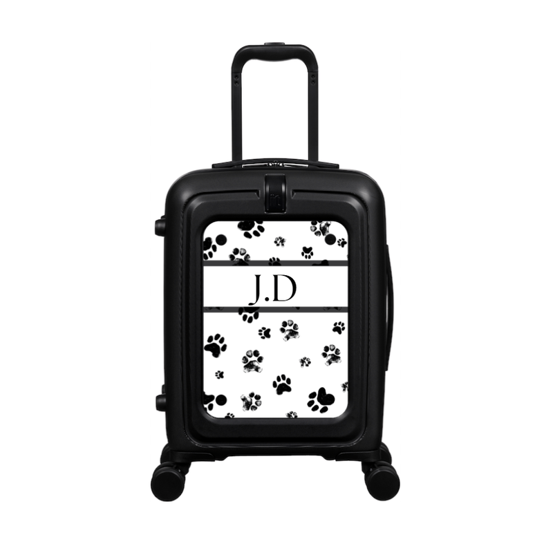 Modify - Suitcase with Personalised Panel (Paw Prints Stripe - Initials)