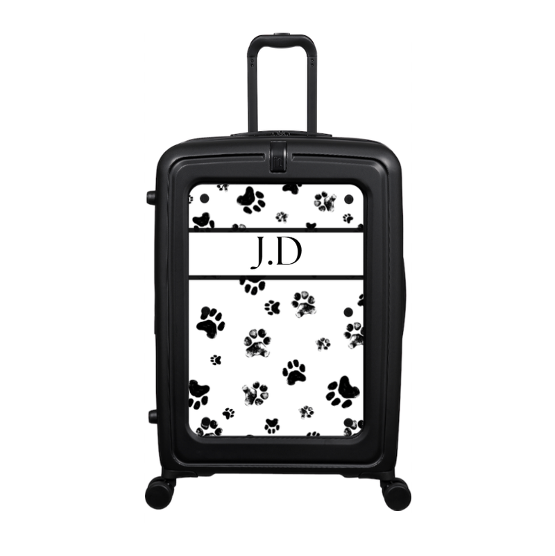 Modify - Suitcase with Personalised Panel (Paw Prints Stripe - Initials)