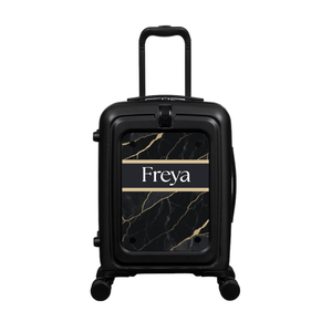 Modify - Suitcase with Personalised Panel (Golden Black Marble Stripe - Name)