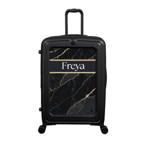 Modify - Suitcase with Personalised Panel (Golden Black Marble Stripe - Name)