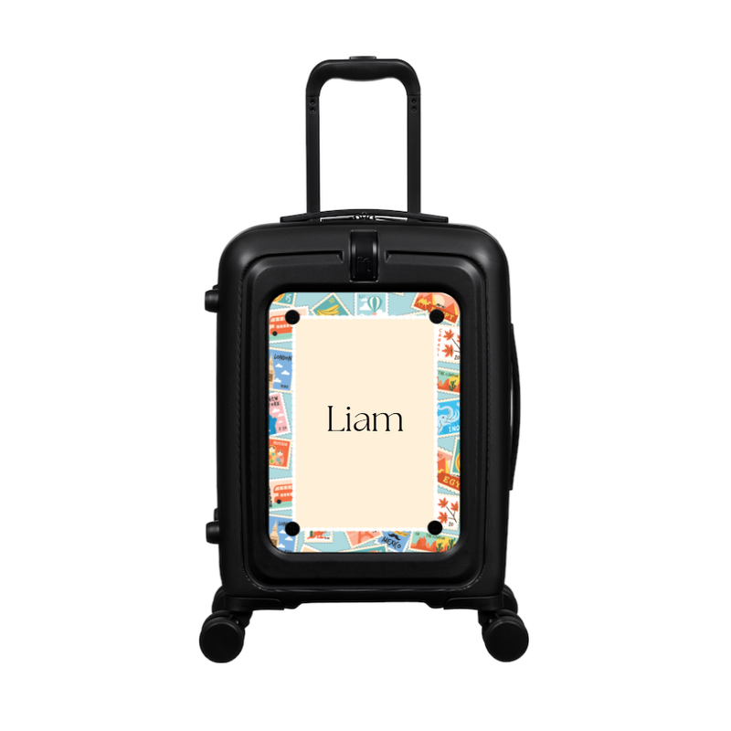 Modify - Suitcase with Personalised Panel (Stamps Border - Name)