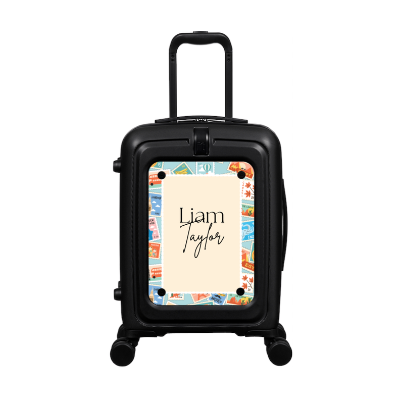 Modify - Suitcase with Personalised Panel (Stamps Border - Double Name)