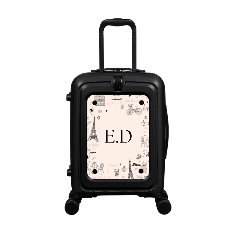 Modify - Suitcase with Personalised Panel (Paris Border - Initials)