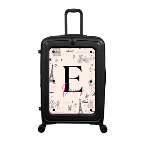 Modify - Suitcase with Personalised Panel (Paris Border - Letter & Name)