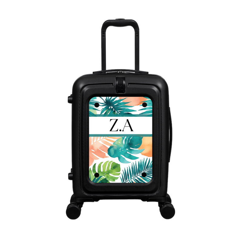 Modify - Suitcase with Personalised Panel (Tropical Leaves - Initials)