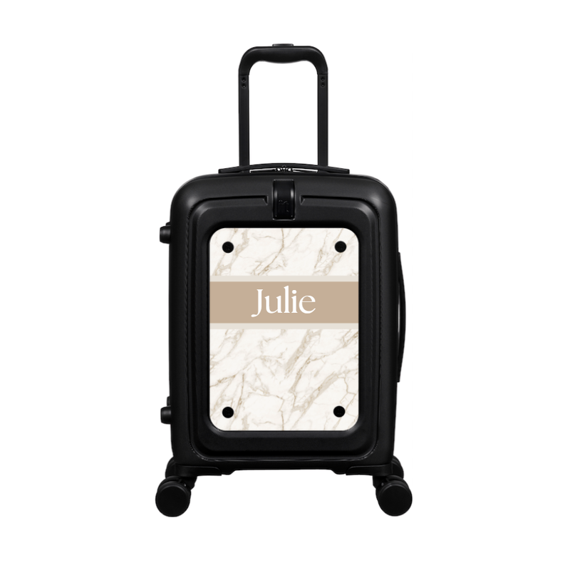 Modify - Suitcase with Personalised Panel (Warm Marble Stripe - Name)