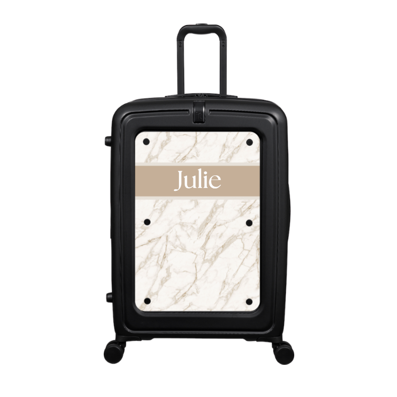Modify - Suitcase with Personalised Panel (Warm Marble Stripe - Name)