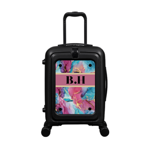 Modify - Suitcase with Personalised Panel (Colour Mix Marble Strip - Initials)